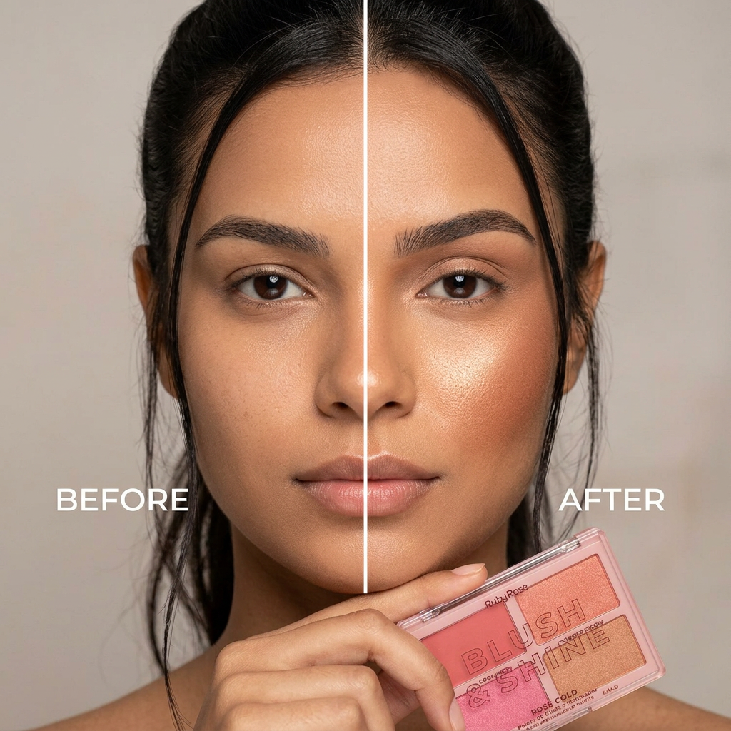 Blush & Shine Rose Gold Blush And Highlighter Palette