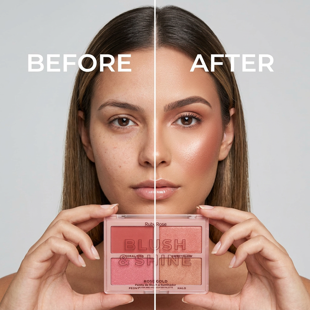 Blush & Shine Rose Gold Blush And Highlighter Palette