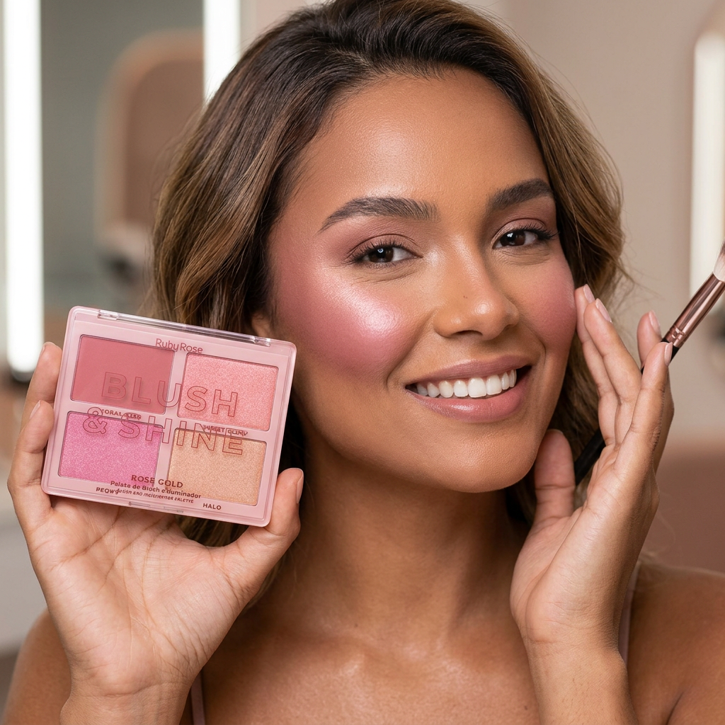 Blush & Shine Rose Gold Blush And Highlighter Palette